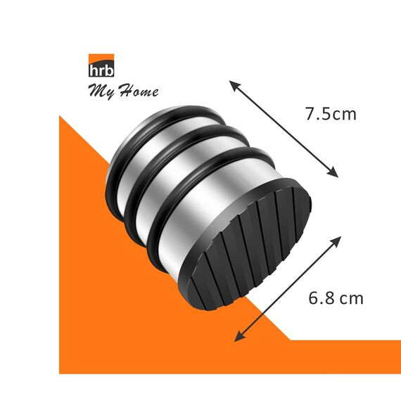 HRB Türstopper Edelstahl hoch massiv 4 Stück - Schwerer Türstopper Boden mit modernen Design, Door Stopper versehen mit Gummiring zum Schutz der Türen (Silber)