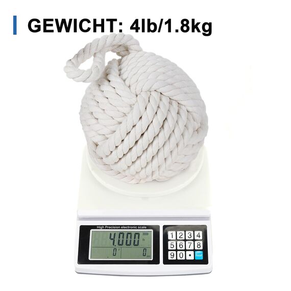 Forecronic Rope Knot Türstopper dekorative nautische handgefertigt mit Griff, beschwert Innenraum Kugelförmig Türstopper Seemannsknoten für Tür und Fenster - Beige (13x13cm, 1.8kg)