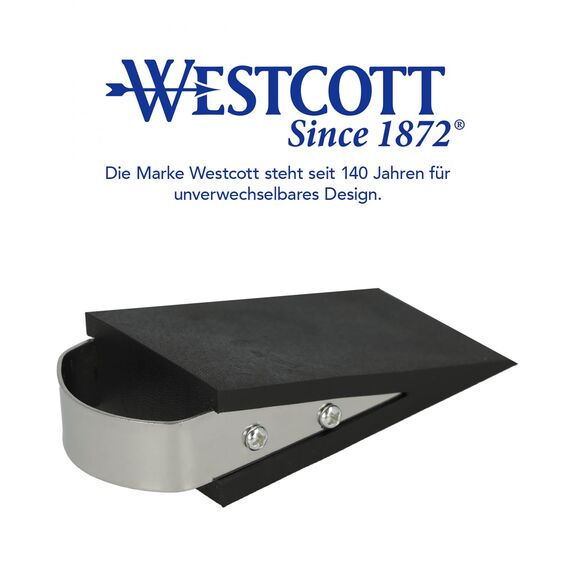 Westcott Türstopper in Keilform Schwarz | Gummi Türstopper mit Edelstahl Griff | Rutschfeste Unterfläche | Passend für alle Türen und Böden | 12cm x 5cm x 3cm | E-19000 00