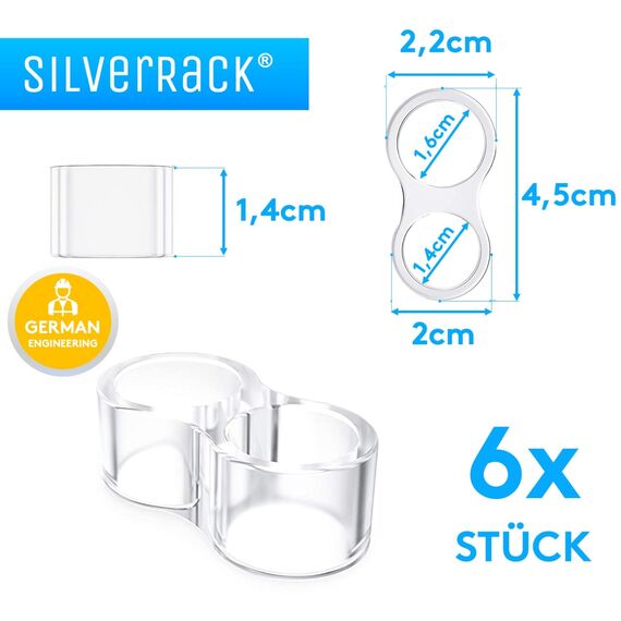 SilverRack® Türstopper Türklinkenpuffer 8-Form Transparent [6 Stück] - Wandpuffer als perfekter Schutz für Wand und Tür - Türpuffer Wandschutz als Türstopper für Türklinken und Fenster