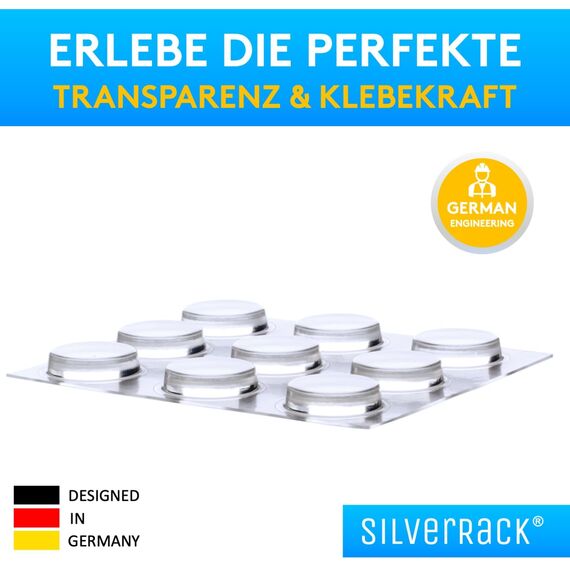 SilverRack® Türstopper Wand selbstklebend 20mm Transparent [6 Stück] - Wandpuffer als Schutz für Wand und Tür - Türpuffer Wandschutz als Türstopper für Türklinken gegen Türanschlag