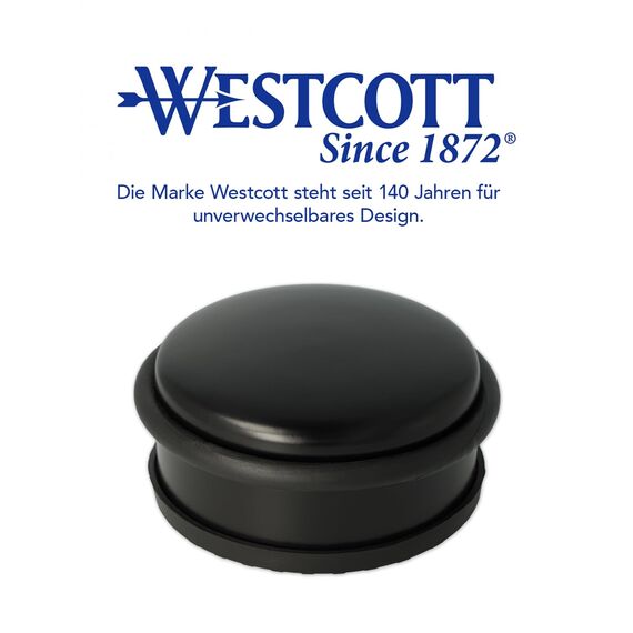 Westcott Türstopper aus Edelstahl Schwarz 4 Stück | Runder Türstopper mit 1,2kg Eigengewicht | Türschonender Gummiring | Extra rutschfeste Unterseite | ⌀ 10cm, Höhe 4cm | E-19002 00