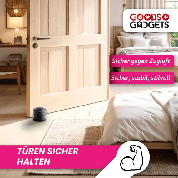 Designer Türstopper aus Edelstahl Gummi Türpuffer Türhalter Stopper 1,2kg (Schwarz 7x6cm, 1 Stück)
