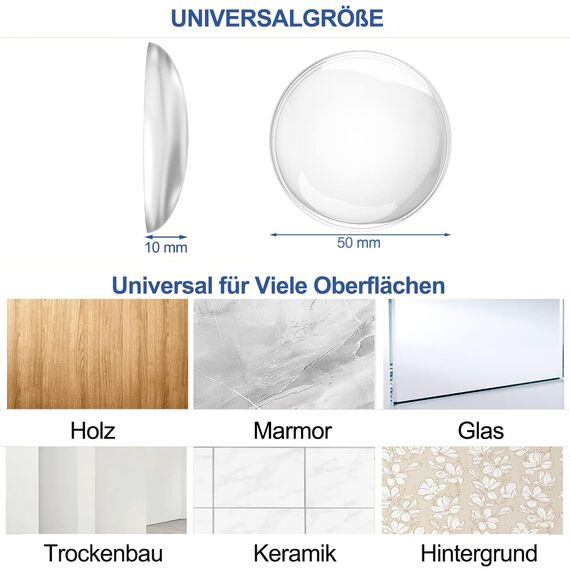 Türstopper Wand Selbstklebend 8 Stück Türklinkenpuffer Transparent - Wandpuffer als Schutz für Wand und Tür -Türpuffer Wandschutz als Gummipuffer für Türklinken gegen Türanschlag Türgriff Schutz 50mm
