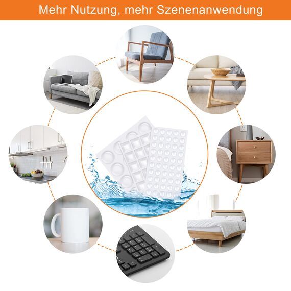 206 Stück Selbstklebend Elastikpuffer Türpuffer Transparent Gummipuffer Schutzpuffer Anschlagpuffer Anschlagdämpfer für Türen Schränke Möbel (4 Größen)