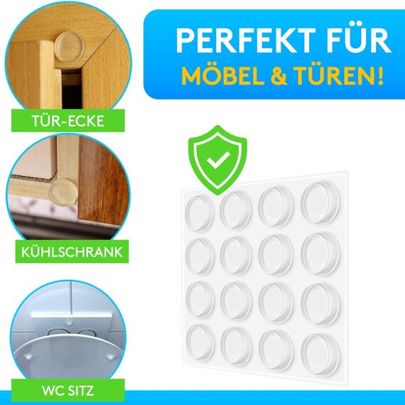 SilverRack® Türstopper Wand selbstklebend 20mm Transparent [12 Stück] - Wandpuffer als Schutz für Wand und Tür - Türpuffer Wandschutz als Türstopper für Türklinken gegen Türanschlag