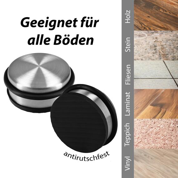 3 x Türstopper 1,2 kg Boden schwer VonBueren | ca. 10,5 x 5 cm | Tür Stopper aus Edelstahl/Metall | door stopper