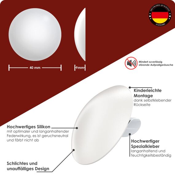 WEIDEBACH® 12x dezente Türpuffer mixed weiß & transparent, Türstopper Wand selbstklebend 20x5 mm / 40x8mm, Elastikpuffer für Bad, Möbel, Wände, Gummistopper, Türpuffer wand transparent, Puffer