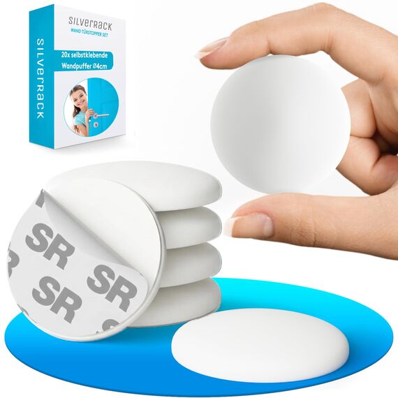 SilverRack® Türstopper Wand selbstklebend Weiß [20 Stück] - Wandpuffer als perfekter Schutz für Wand und Tür - Türpuffer Wandschutz als Türstopper für Türklinken gegen Türanschlag