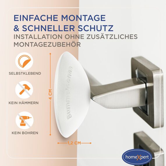 Bummsinchen Türstopper Wand Weiß selbstklebend [10 Stück] - Ø 40 mm - kleiner Wandpuffer für Wandschutz - Türpuffer Wand für Türanschlag, Türgriffschutz, Türklinken Stopper
