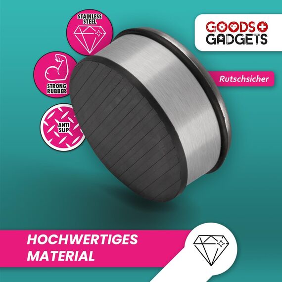Designer Türstopper aus Edelstahl Gummi Türpuffer Türhalter Stopper 1,2kg (Silber 11x6cm, 4 Stück)