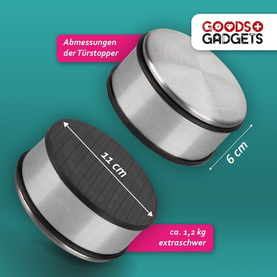 Designer Türstopper aus Edelstahl Gummi Türpuffer Türhalter Stopper 1,2kg (Silber 11x6cm, 8 Stück)
