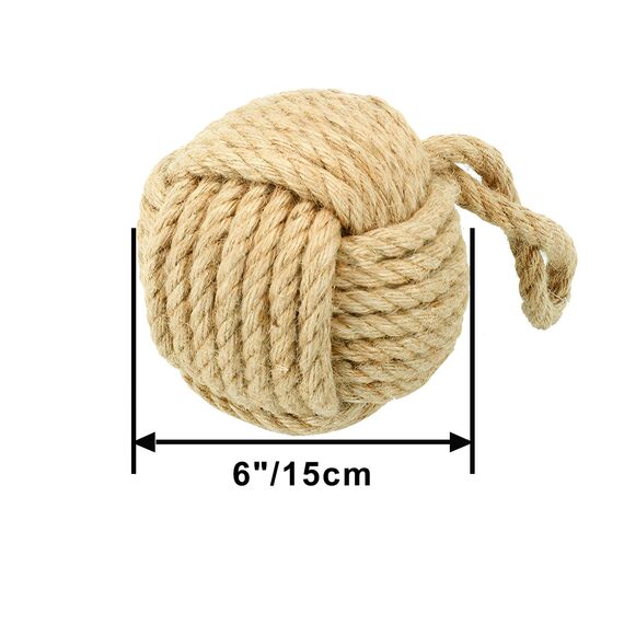 Forecronic Rope Knot Türstopper dekorative nautische handgefertigt mit Griff, Jute beschwert Innenraum Türstopper Seemannsknoten für Tür und Fenster - Kugelförmig (13x13cm, 1.8kg)