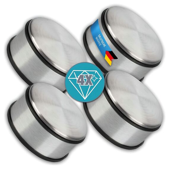 Designer Türstopper aus Edelstahl Gummi Türpuffer Türhalter Stopper 1,2kg (Silber 11x6cm, 4 Stück)