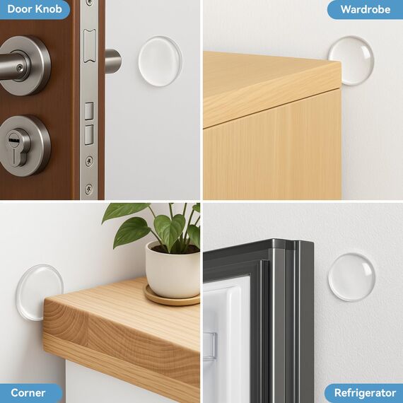 YISCOKO Türstopper für Wände, Wandschutz Silikon Transparent Rund, Wiederverwendbar, 5 Stück