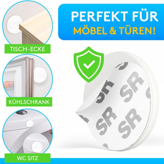 SilverRack® Türstopper Wand selbstklebend Weiß [20 Stück] - Wandpuffer als perfekter Schutz für Wand und Tür - Türpuffer Wandschutz als Türstopper für Türklinken gegen Türanschlag