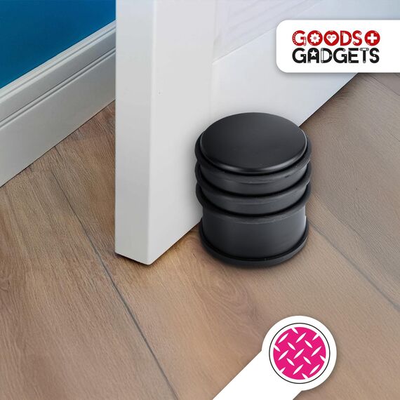 Designer Türstopper aus Edelstahl Gummi Türpuffer Türhalter Stopper 1,2kg (Schwarz 7x6cm, 1 Stück)