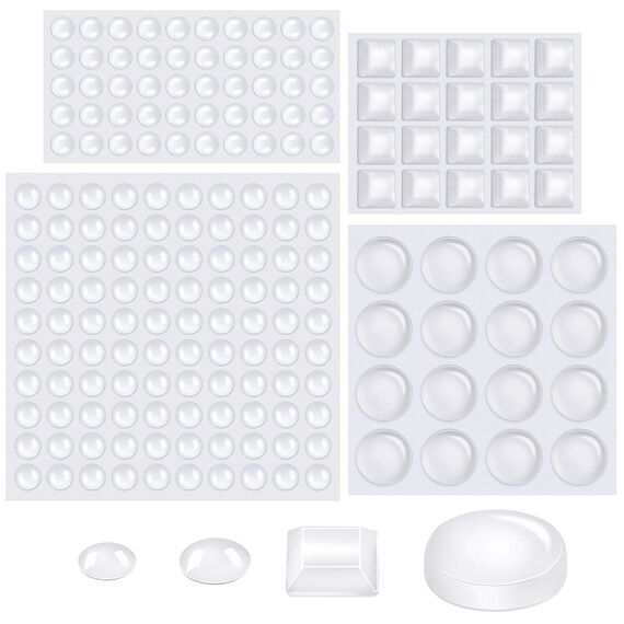 206 Stück Selbstklebend Elastikpuffer Türpuffer Transparent Gummipuffer Schutzpuffer Anschlagpuffer Anschlagdämpfer für Türen Schränke Möbel (4 Größen)