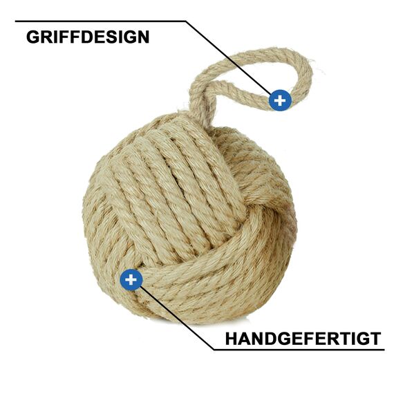 Forecronic Rope Knot Türstopper dekorative nautische handgefertigt mit Griff, Jute beschwert Innenraum Türstopper Seemannsknoten für Tür und Fenster - Kugelförmig (13x13cm, 1.8kg)