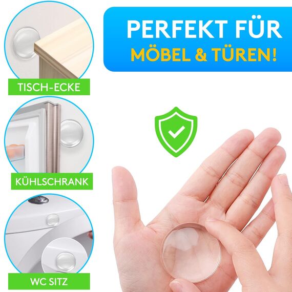 SilverRack® Türstopper Wand selbstklebend 40mm Transparent [6 Stück] - Wandpuffer als Schutz für Wand und Tür - Türpuffer Wandschutz als Türstopper für Türklinken gegen Türanschlag