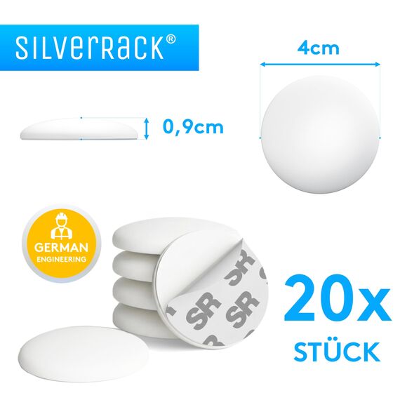 SilverRack® Türstopper Wand selbstklebend Weiß [20 Stück] - Wandpuffer als perfekter Schutz für Wand und Tür - Türpuffer Wandschutz als Türstopper für Türklinken gegen Türanschlag