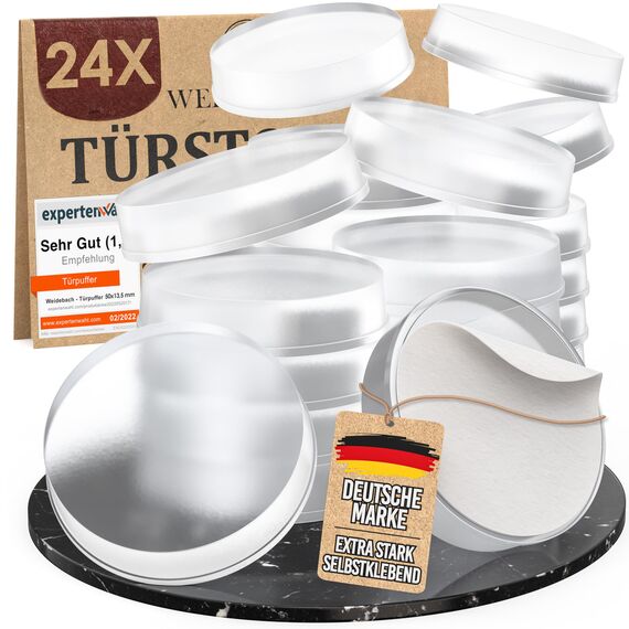 WEIDEBACH® 24x dezente Türpuffertransparent, Türstopper Wand selbstklebend 20x5 mm, Elastikpuffer für Bad, Glasflächen, Wände