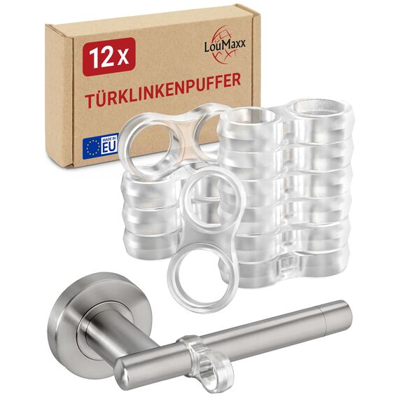 LouMaxx Türklinkenpuffer 12 Stück transparente Türstopper Klinke universell passend für dünne und dicke Türgriffe als Türschutz und Wandschutz, Türpuffer schützt Wände und Möbel vor Macken