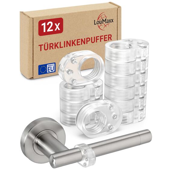 LouMaxx Türklinkenpuffer 12er Set transparente Türstopper Klinke als Türschutz und Wandschutz für Türgriff und Fensterklinke, Türpuffer schützt Wände und Möbel vor Macken und Kratzern