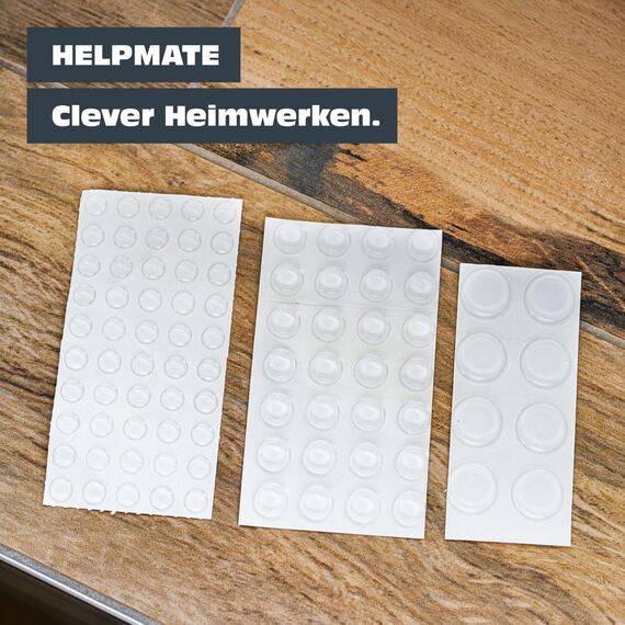 HELPMATE – Gummipuffer transparent – 50 Stück – klein, rund, selbstklebend – 8x1,6 mm – Lärm‑ und Rutschstopper – Elastikpuffer Schutzpuffer Türpuffer