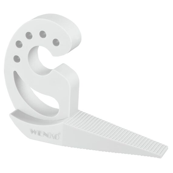 WENKO Multi-STOP, flexibler Türstopper und Fensterstopper mit vielen Funktionen aus hochwertigem Kunststoff, für Türen, Fenster und Schubladen als Puffer und Klemmschutz, 11,8 x 7,7 x 2,5 cm, Weiß