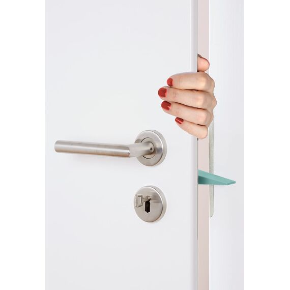 WENKO Türstopper und Fensterstopper Multi-Stop® Mint - Klemmschutz, Kunststoff (TPR), 11.8 x 7.7 x 2.5 cm, Minzgrün