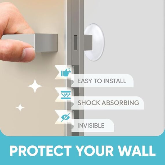 Strongest Home Türklinkenstopper für die Wand, 8cm, 4er Set aus klarem Gummi, runder Wandschutz, Leiser Wandschutz für Türklinke, Sicherheitstür, Stoßfänger, Selbstklebend