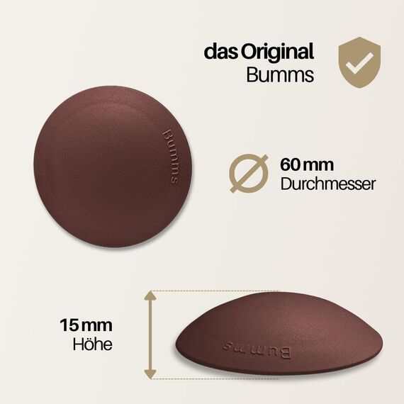 Bumms Türstopper für Boden und Wand Braun selbstklebend ohne bohren [10 Stück] - Ø 60 mm - Wandpuffer für Wandschutz aus Gummi - Türpuffer für Türanschlag, Türgriffschutz bei Wänden