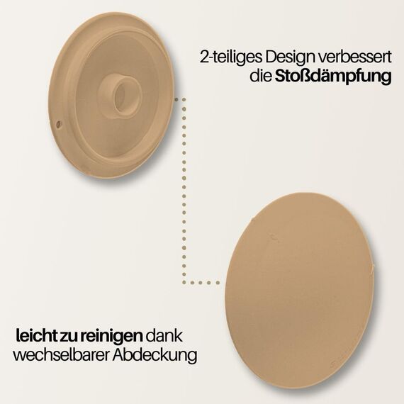 Bumms Türstopper für Boden und Wand Beige selbstklebend ohne bohren [4 Stück] - Ø 60 mm - Wandpuffer für Wandschutz aus Gummi - Türpuffer für Türanschlag, Türgriffschutz bei Wänden