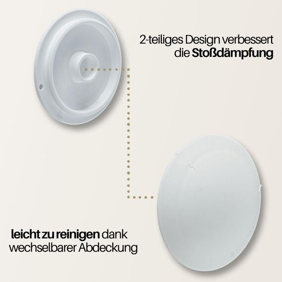 Bumms Türstopper für Boden und Wand Weiß selbstklebend ohne bohren [10 Stück] - Ø 60 mm - Wandpuffer für Wandschutz aus Gummi - Türpuffer für Türanschlag, Türgriffschutz bei Wänden