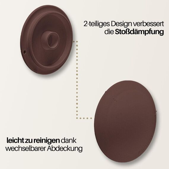 Bumms Türstopper für Boden und Wand Braun selbstklebend ohne bohren [4 Stück] - Ø 60 mm - Wandpuffer für Wandschutz aus Gummi - Türpuffer für Türanschlag, Türgriffschutz bei Wänden