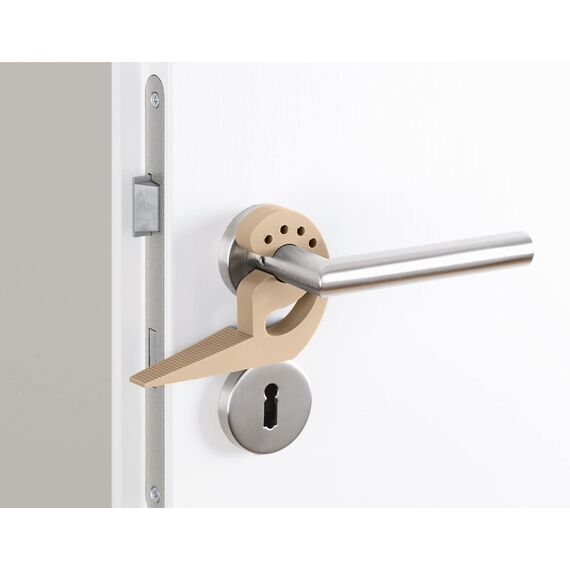 WENKO Türstopper und Fensterstopper Multi-Stop® Beige - Klemmschutz, Kunststoff (TPR), 11.8 x 7.7 x 2.5 cm, Beige