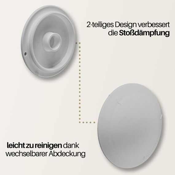 Bumms Türstopper für Boden und Wand Grau selbstklebend ohne bohren [4 Stück] - Ø 60 mm - Wandpuffer für Wandschutz aus Gummi - Türpuffer für Türanschlag, Türgriffschutz bei Wänden