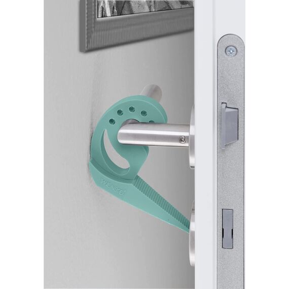 WENKO Türstopper und Fensterstopper Multi-Stop® Mint - Klemmschutz, Kunststoff (TPR), 11.8 x 7.7 x 2.5 cm, Minzgrün