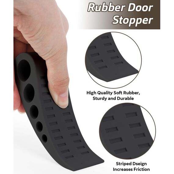 Optish 3 Stück Türstopper Keil für alle Böden, Türkeil Stapelbar Hochleistungs, Gummikeil, Türkeile Rutschfest Gummi Schädigt den Boden Nicht, Türstopper Gummi für Haus, Büro und Schule, Schwarz