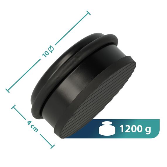 Westcott Türstopper aus Edelstahl Schwarz | Runder Türstopper mit 1,2kg Eigengewicht | Türschonender Gummiring | Extra rutschfeste Unterseite | ⌀ 10cm, Höhe 4cm | Stabil bei Durchzug | E-19002 00