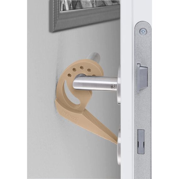 WENKO Türstopper und Fensterstopper Multi-Stop® Beige - Klemmschutz, Kunststoff (TPR), 11.8 x 7.7 x 2.5 cm, Beige