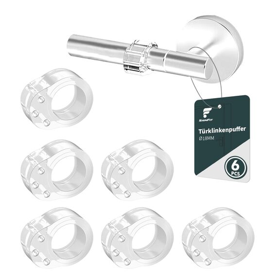 shinfly 6er Set Türstopper Klinke, Transparente PVC Türklinkenpuffer, Hochelastische Door Stopper, Wände und Türgriff Schutz, Ø18mm, Geeignet für Ø17mm-Ø20mm Türgriffe