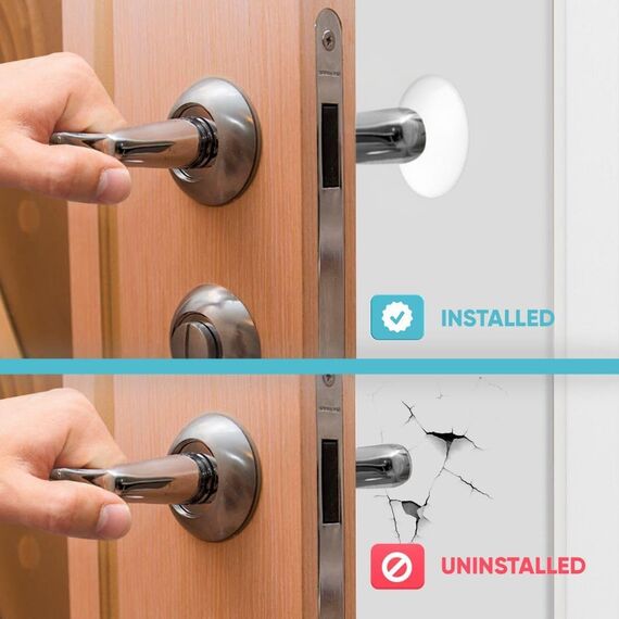 Strongest Wall Door Handle Stopper 12.7 cm Set 3 Pieces of White Rubber Knob