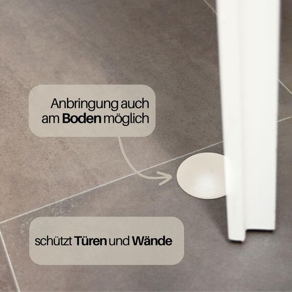 Bumms Türstopper für Boden und Wand Grau selbstklebend ohne bohren [10 Stück] - Ø 60 mm - Wandpuffer für Wandschutz aus Gummi - Türpuffer für Türanschlag, Türgriffschutz bei Wänden
