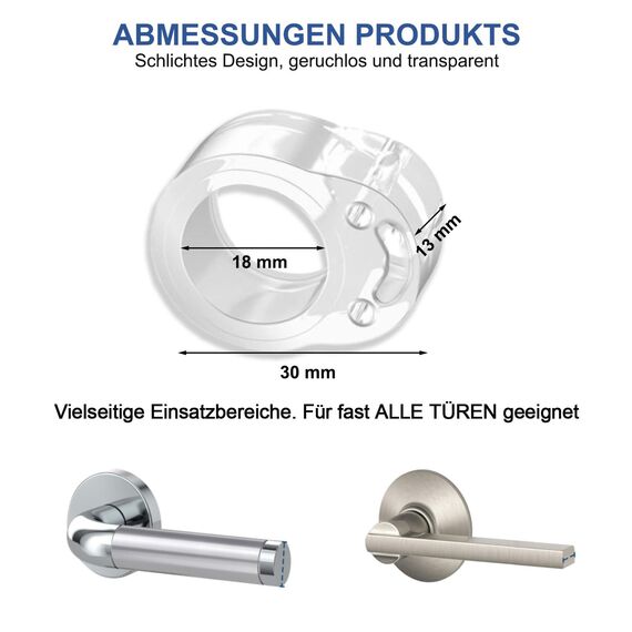 Türklinkenpuffer - 8er Set Türstopper Klinke, Transparente Türstopper für Türklinke, Türgriff und Fensterklinke Anschlagdämpfer Stopper zum Schutz vor Macken, Ø18mm, Für die meisten Türgriffe Geeignet