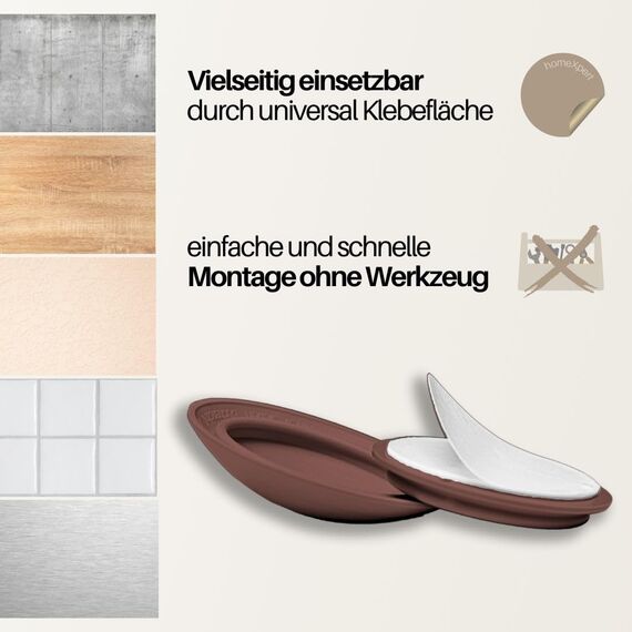 Bumms Türstopper für Boden und Wand Braun selbstklebend ohne bohren [4 Stück] - Ø 60 mm - Wandpuffer für Wandschutz aus Gummi - Türpuffer für Türanschlag, Türgriffschutz bei Wänden
