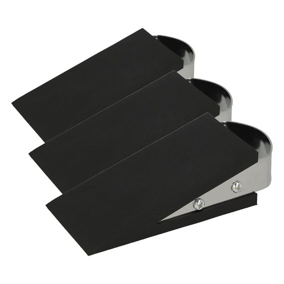 Westcott Türstopper in Keilform Schwarz | Gummi Türstopper mit Edelstahl Griff | Rutschfeste Unterfläche | Passend für alle Türen und Böden | 12cm x 5cm x 3cm | E-19000 00 (Packung mit 3)