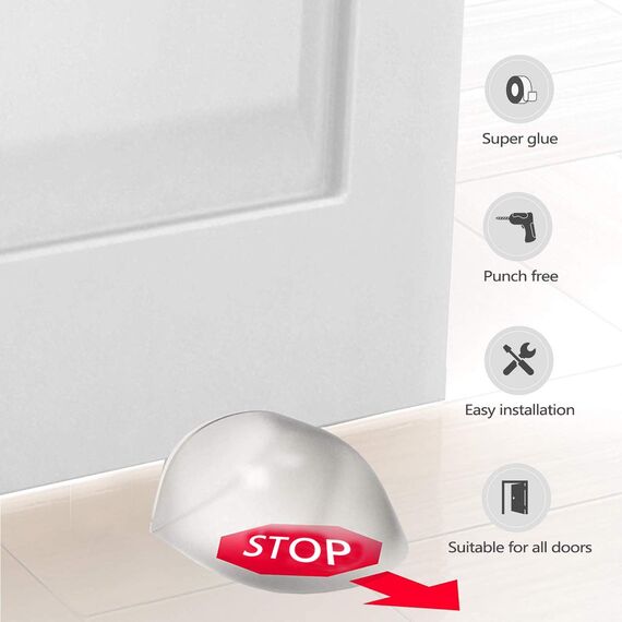 Hantoc 4er Set Türstopper Boden zum Kleben, Transparente Selbstklebende Bodentürstopper für alle Hartböden geeignet Türpuffer Boden Wandpuffer Zum Schutz Von Wand und Möbel