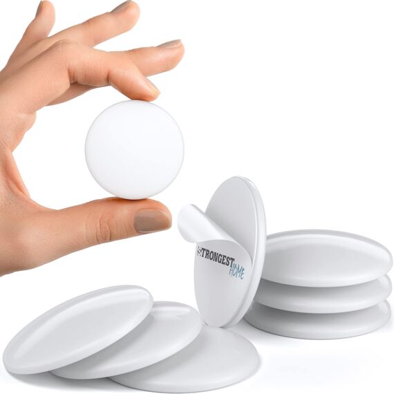 Strongest Home Wand-Türgriff-Stopper 4cm 7-teiliges Set mit weißem Silikon-Türknauf, runde Wandschutzplatte, Wandschutz für Türgriff, selbstklebend